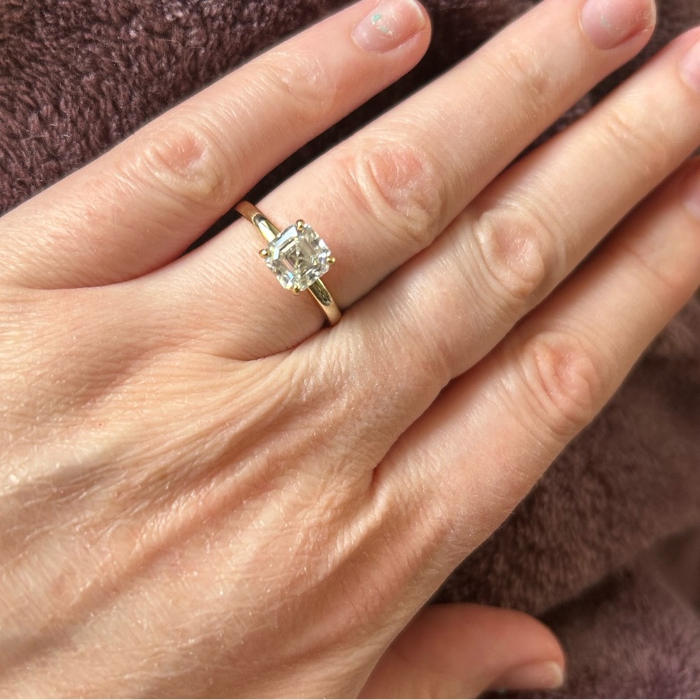 Yellow Gold Solitaire Ring with Clear Emerald-Cut Center Stone